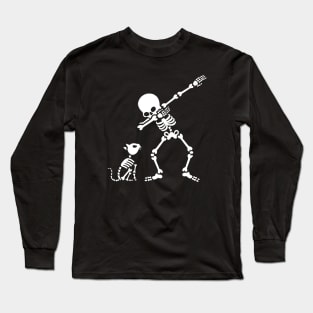 Dab dabbing skeleton Pet Cat Bones Long Sleeve T-Shirt